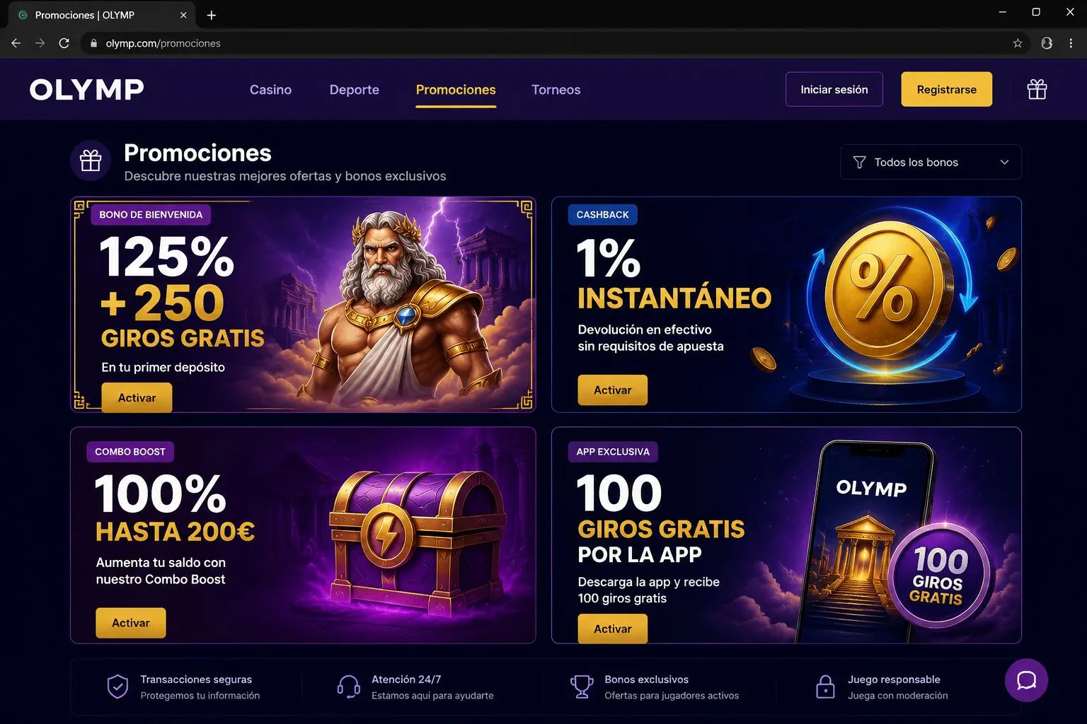 Ventajas y bono de bienvenida de olimp casino